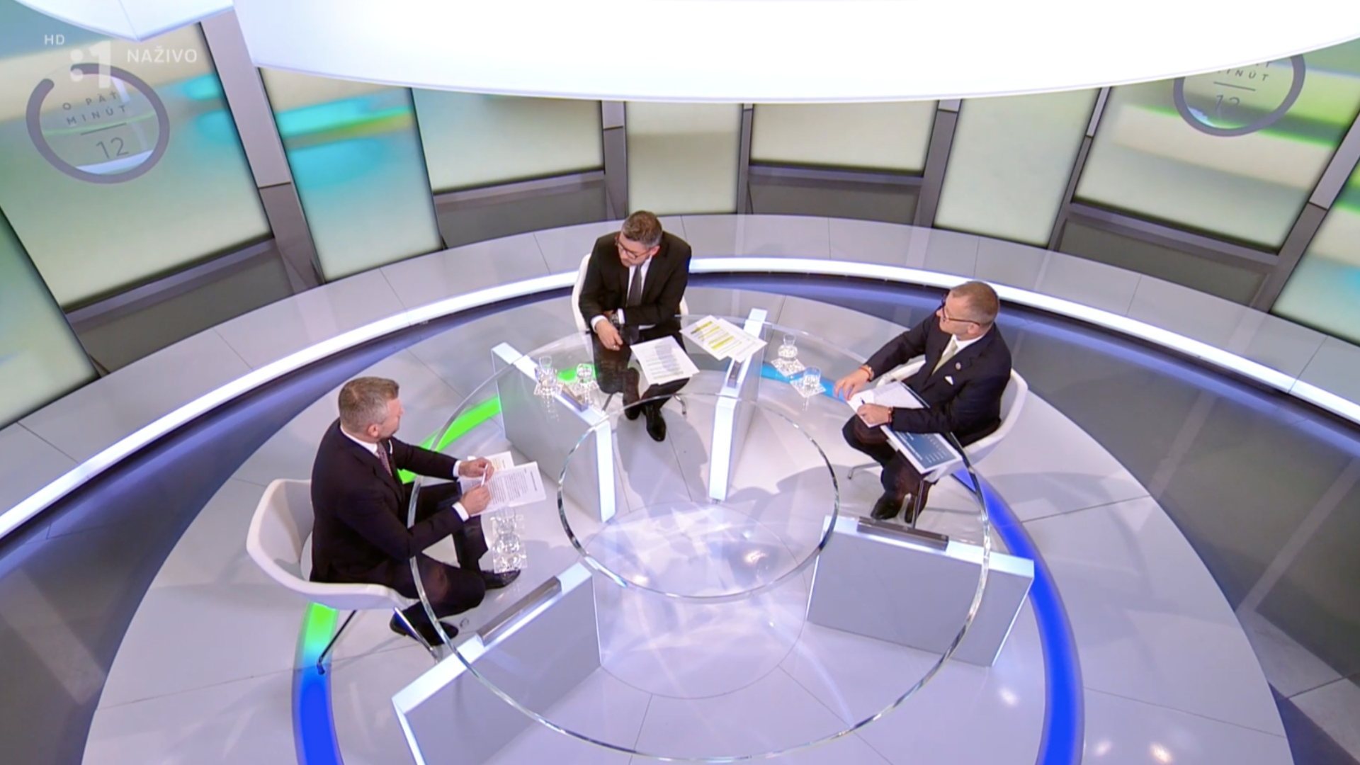 Diskusná relácia o 5 minút 12 - moderátor Marek Makara, predseda NR SR Boris Kollár, predseda strany Hlas-SD Peter Pellegrini