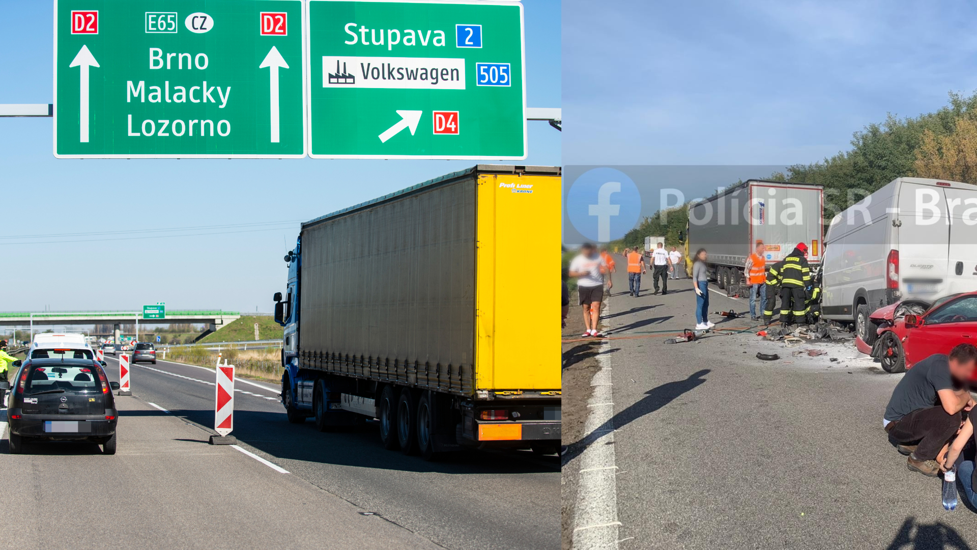 autá na D2, Nehoda na diaľnici D2