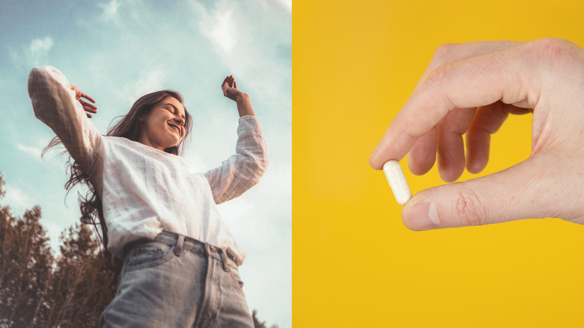 šťastná žena, tabletky, lieky