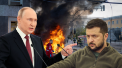 Na fotke je Zelenskyj a Putin