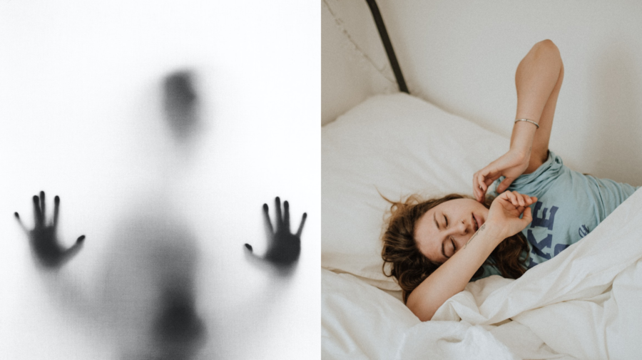 Obraz človeka v hmle a spiace dievča