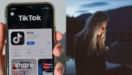 Aplikácia TikTok a dievča na mobile