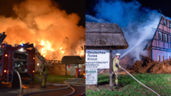 Zásah hasičov na mieste požiaru v Nemecku