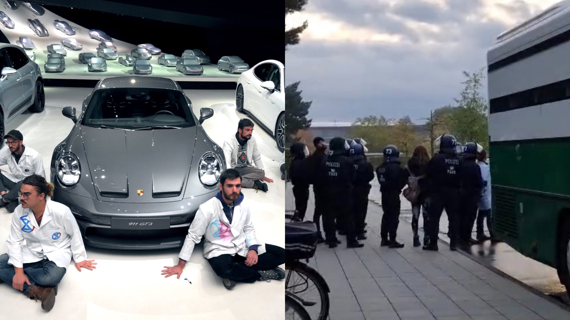 Aktivisti zo skupiny Scientist Rebellion protestovali za zníženie rýchlosti v Nemecku. Prilepili sa na zem okolo áut Porsche. Zatkla ich polícia