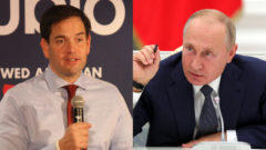americký senátor Marco Rubio z Floridy, a ruský prezident Vladimir Putin