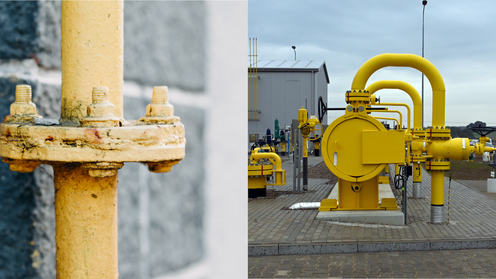 Vpravo záber na plynovod Baltic Pipe, vľavo plynovod