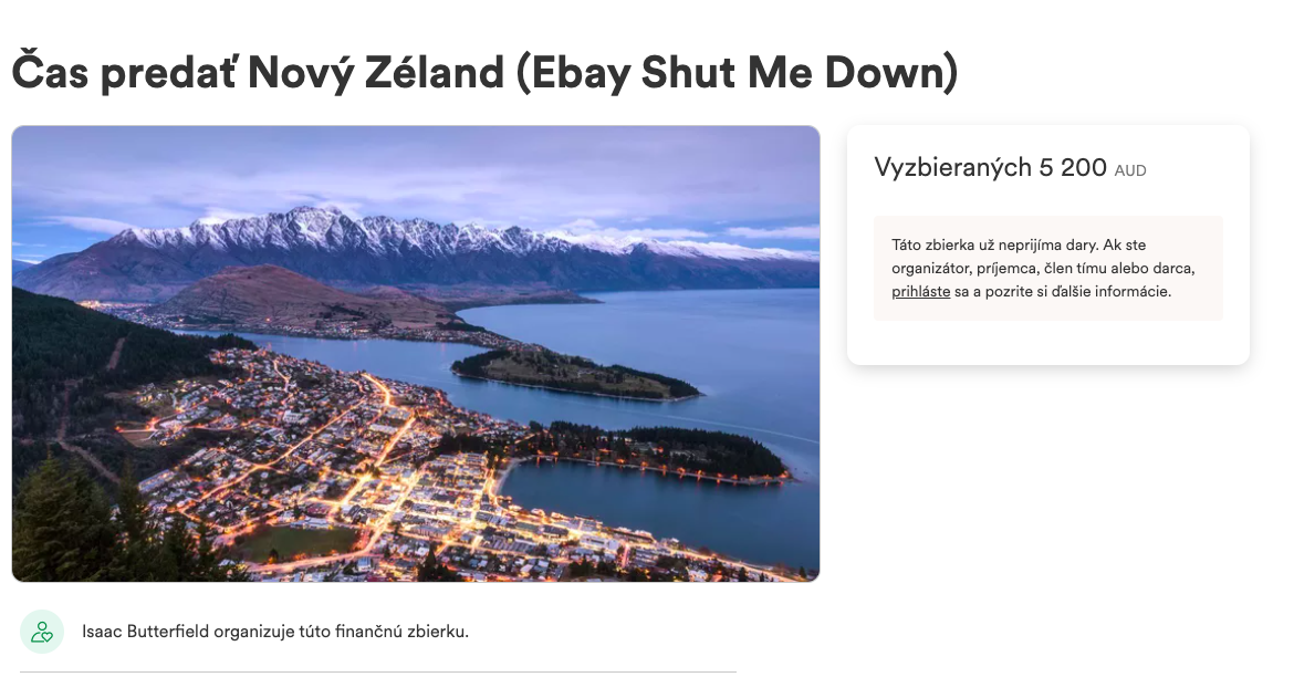 Isaac Butterfield, eBay, predaj NZ