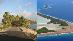 Ostrovný štát Tuvalu vtáčia perspektíva aj zem