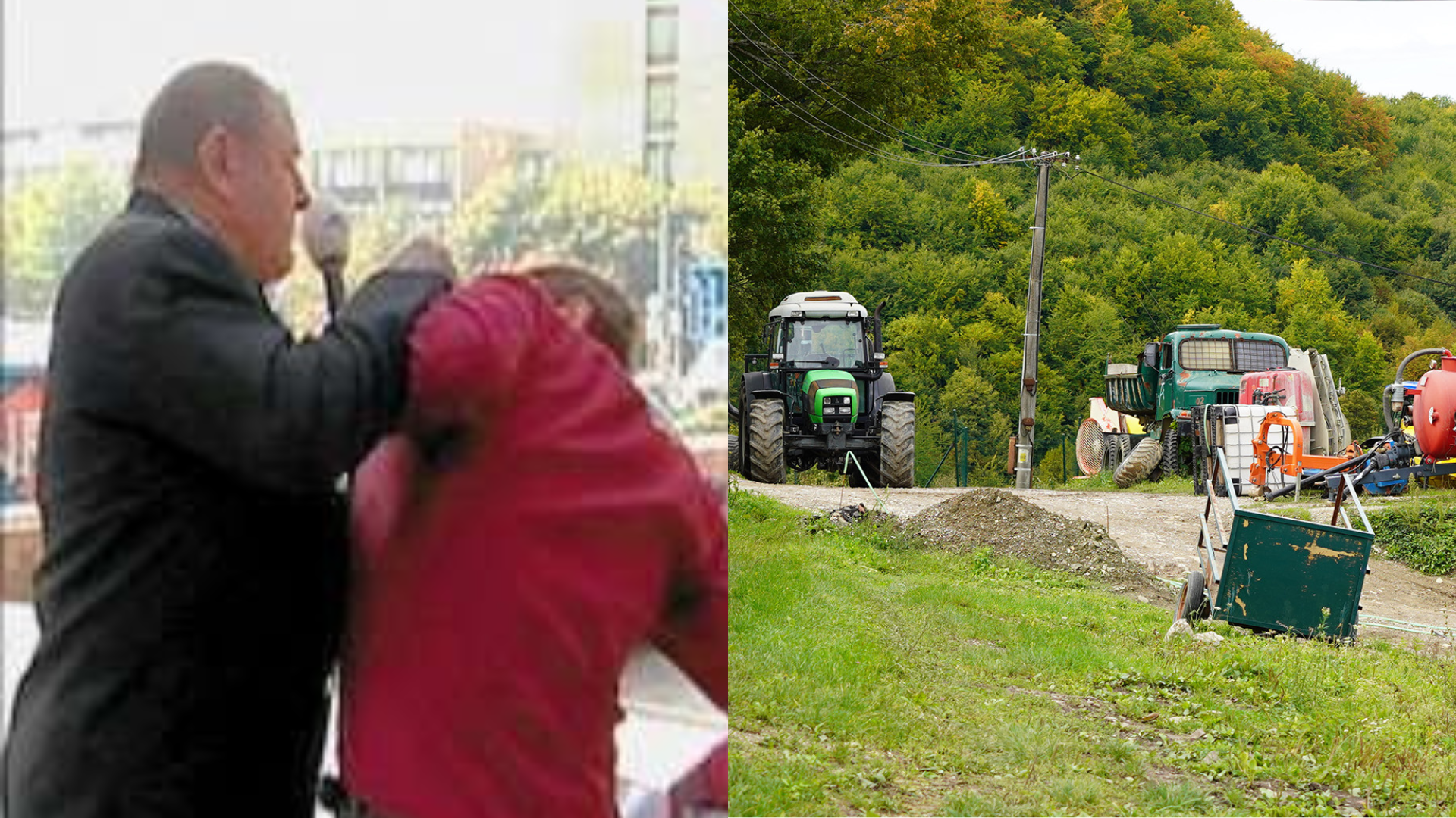 Na fotke Vladimír Mečiar pri útoku na novinára a stavebné stroje