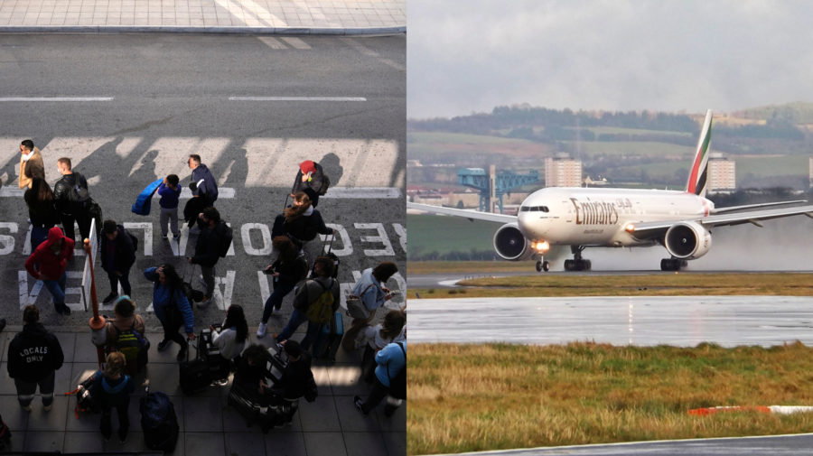 Aténske letisko plné ľudí po evakuácii lietadla. Boeing spoločnosti Emirates