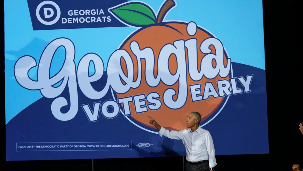 Barack Obama v Georgii podporuje kandidátov v takzvaných Midterms