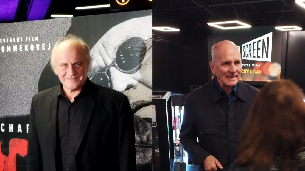 Michael Kocáb (na snímke vľavo) a František Mikolško (vpravo) na premiére filmu