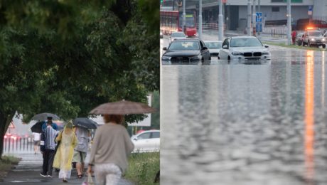 Na snímke je vytopená ulicia v Bratislave.