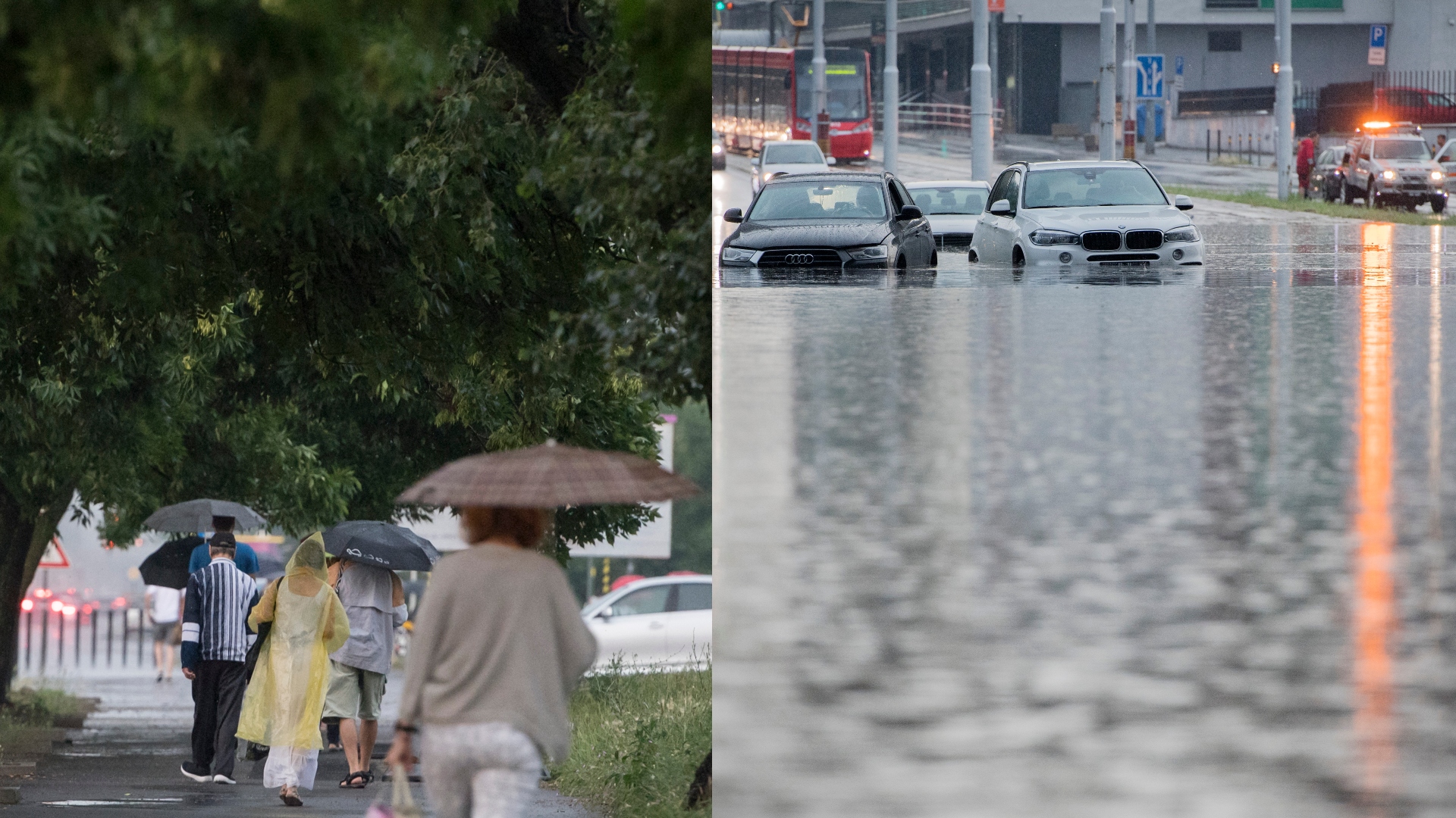 Na snímke je vytopená ulicia v Bratislave.