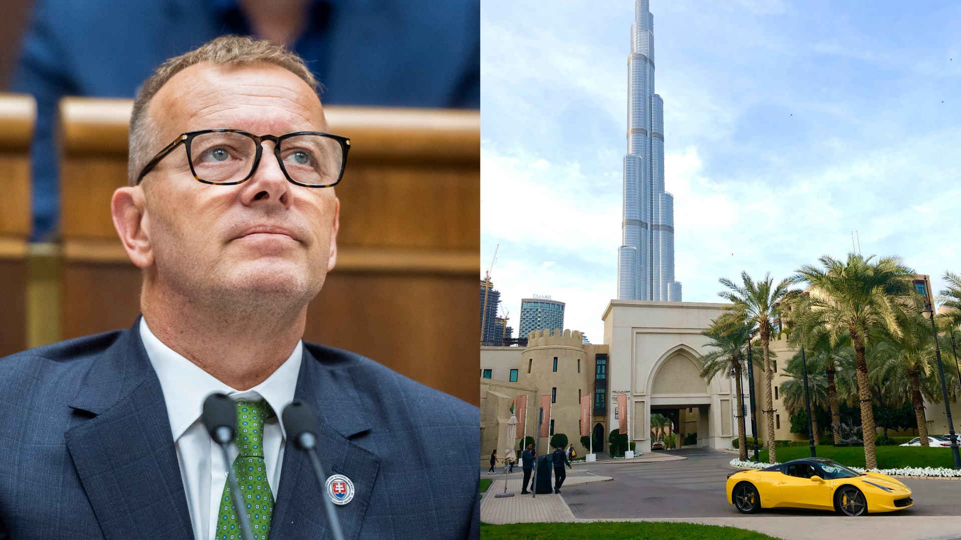 Luxusné auto v Dubaji vpravo, Boris Killár vľavo