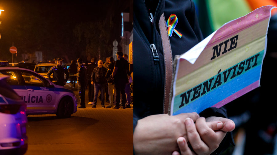 Streľba na Zámockej ulici v Bratislave, pochod za obete vraždy, LGBTIQ+ banner