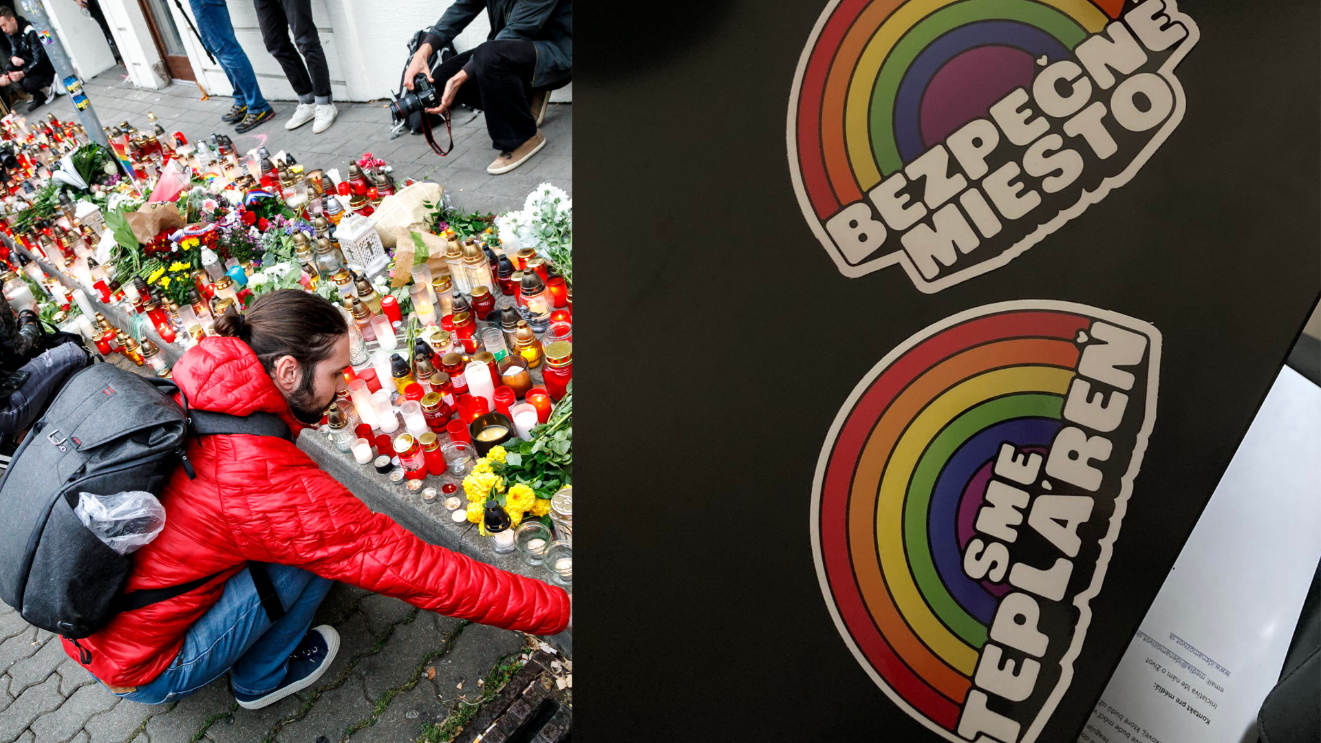 Zámocká, sviečky pred Teplárňou, na mieste útoku, Nálepky Sme Tepláreň