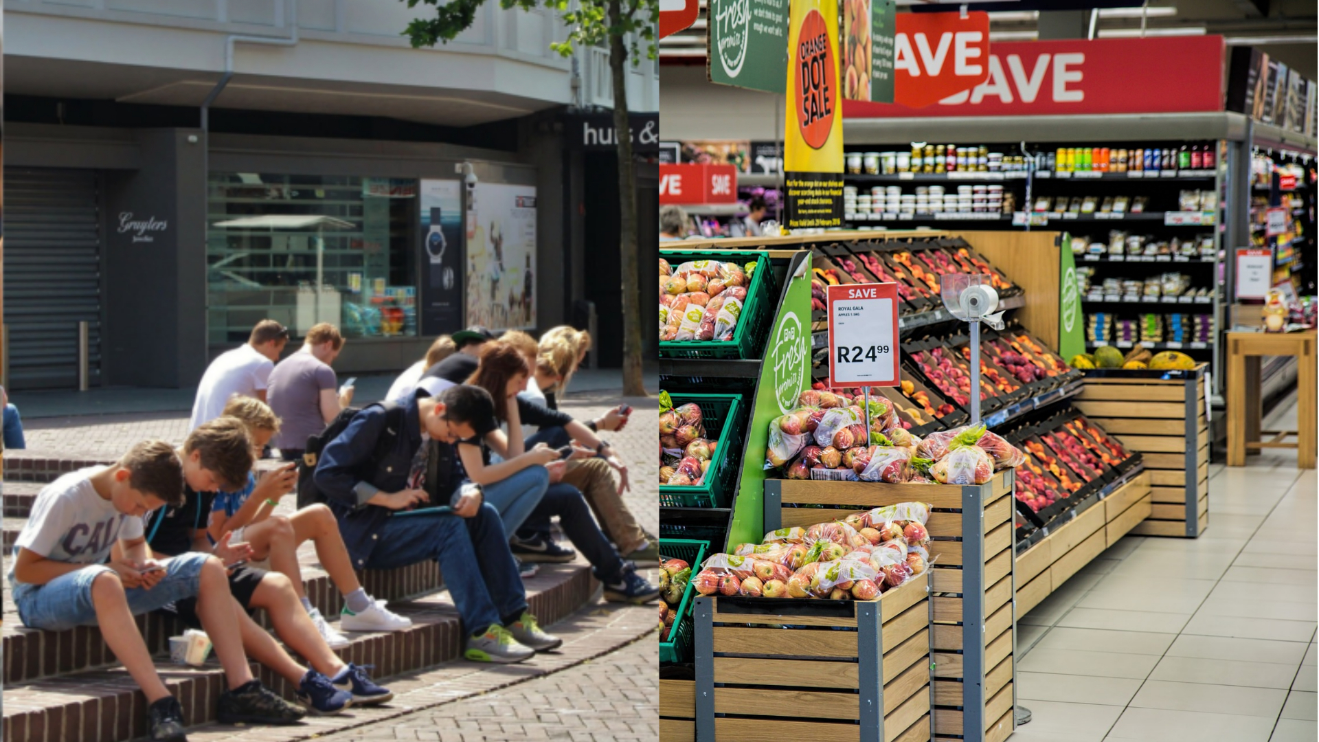 Deti vľavo, obchod vpravo