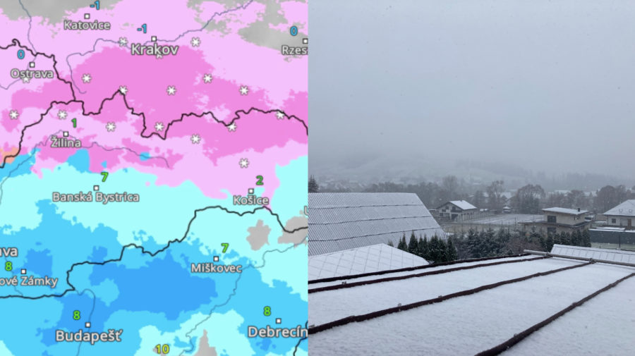 Radar, ktorý zaznamenáva snehové a dažďové zrážky na území Slovenska, prvé snehové vločky v Oravskom Veselom