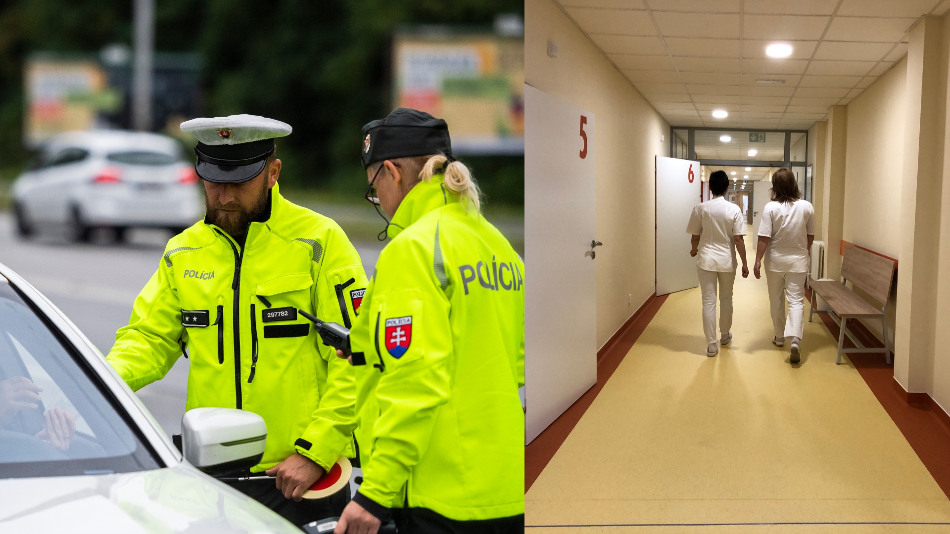 polícia, alkohol, nemocnica