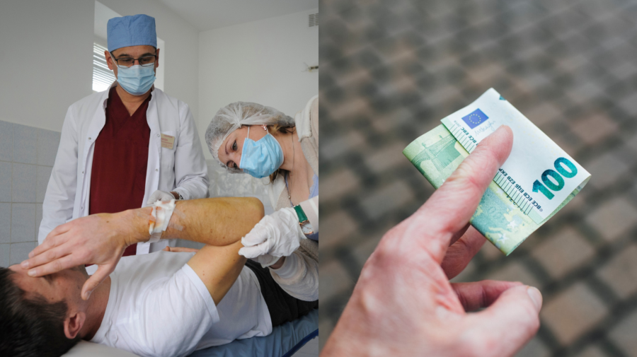 Vyšetrenie pacienta a stoeurová bankovka