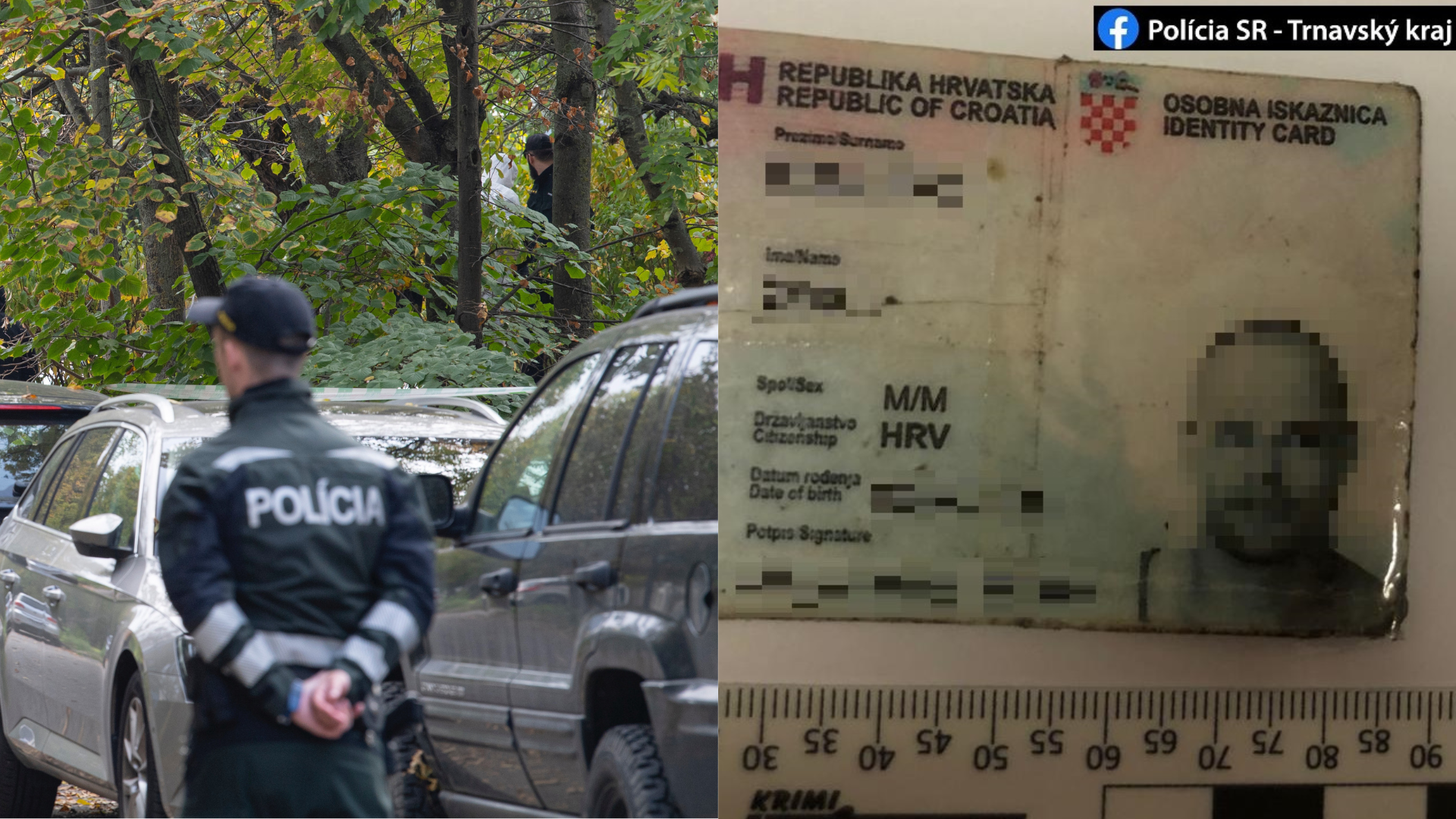 Polícia na mieste činu a zadržaný muž