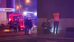 Policajti a hasiči pri zásahu na Prievozskej