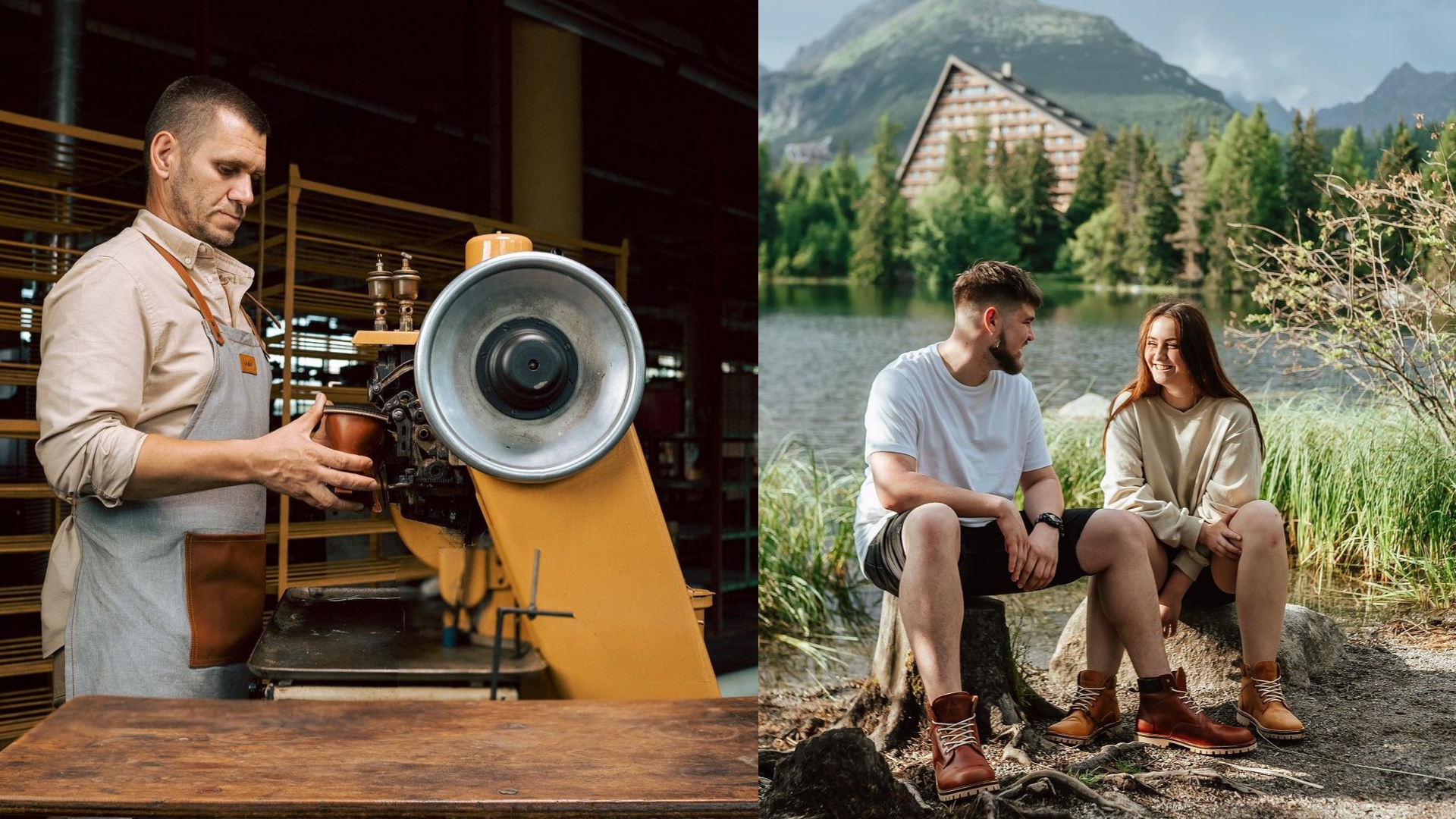 Na snímke je obuvník a ľudia pri Štrbskom plese.