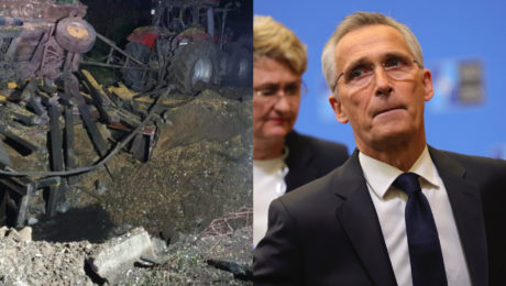Kráter, ktorý spôsobila raketa v Poľsku a šéf NATO Soltenberg