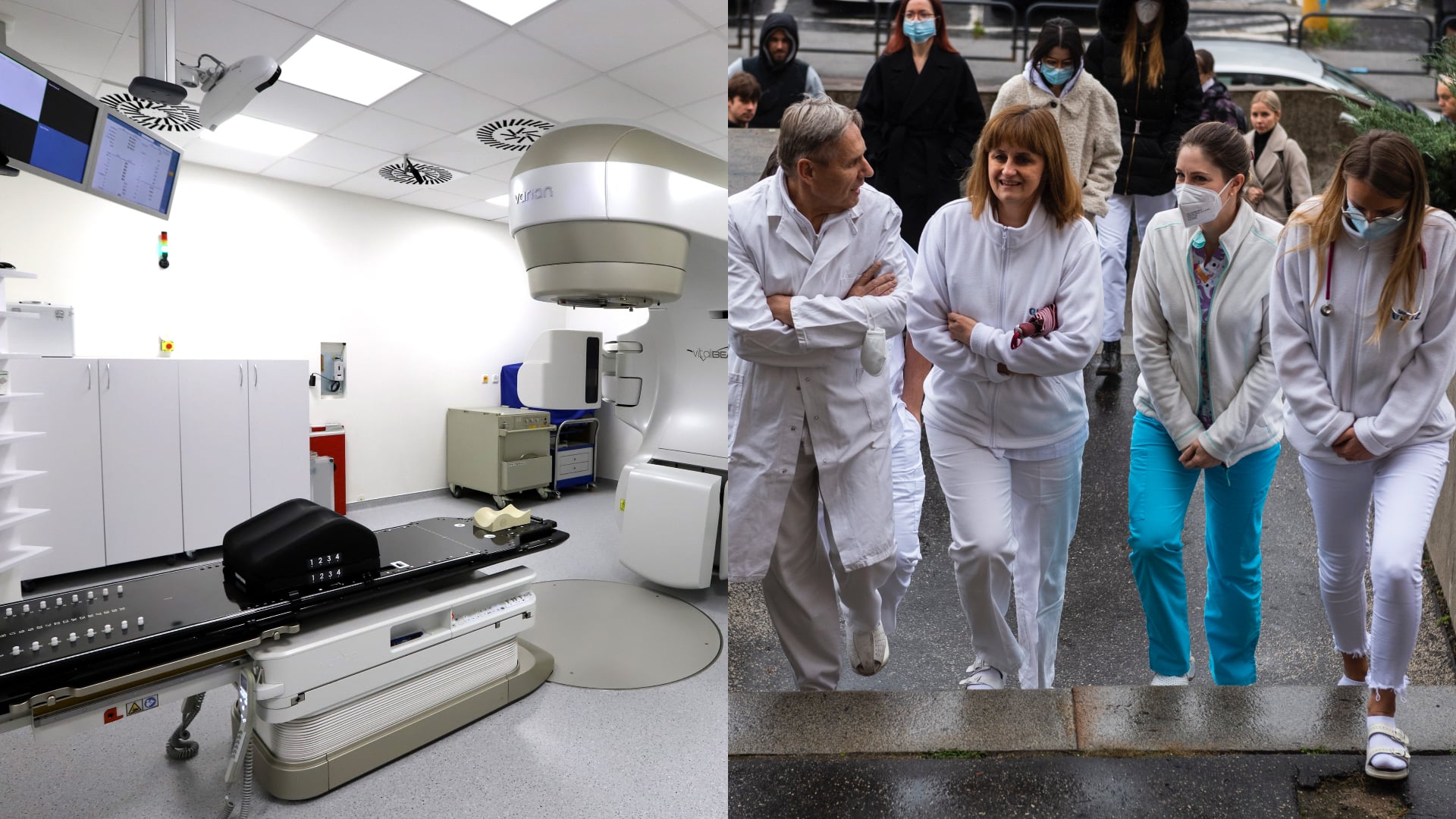 Rádioterapia v Banskej Bystrici, Banská Bystrica, onkológia, Rooseveltova nemocnica, liečba rakoviny, skupina lekárov kráčajúca v Bratislave, LOZ