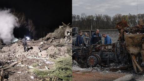 Vojna na Ukrajine, zábery budov miest dedín