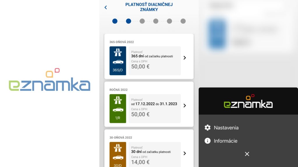 kúpa diaľničnej známky cez aplikáciu eZnamka