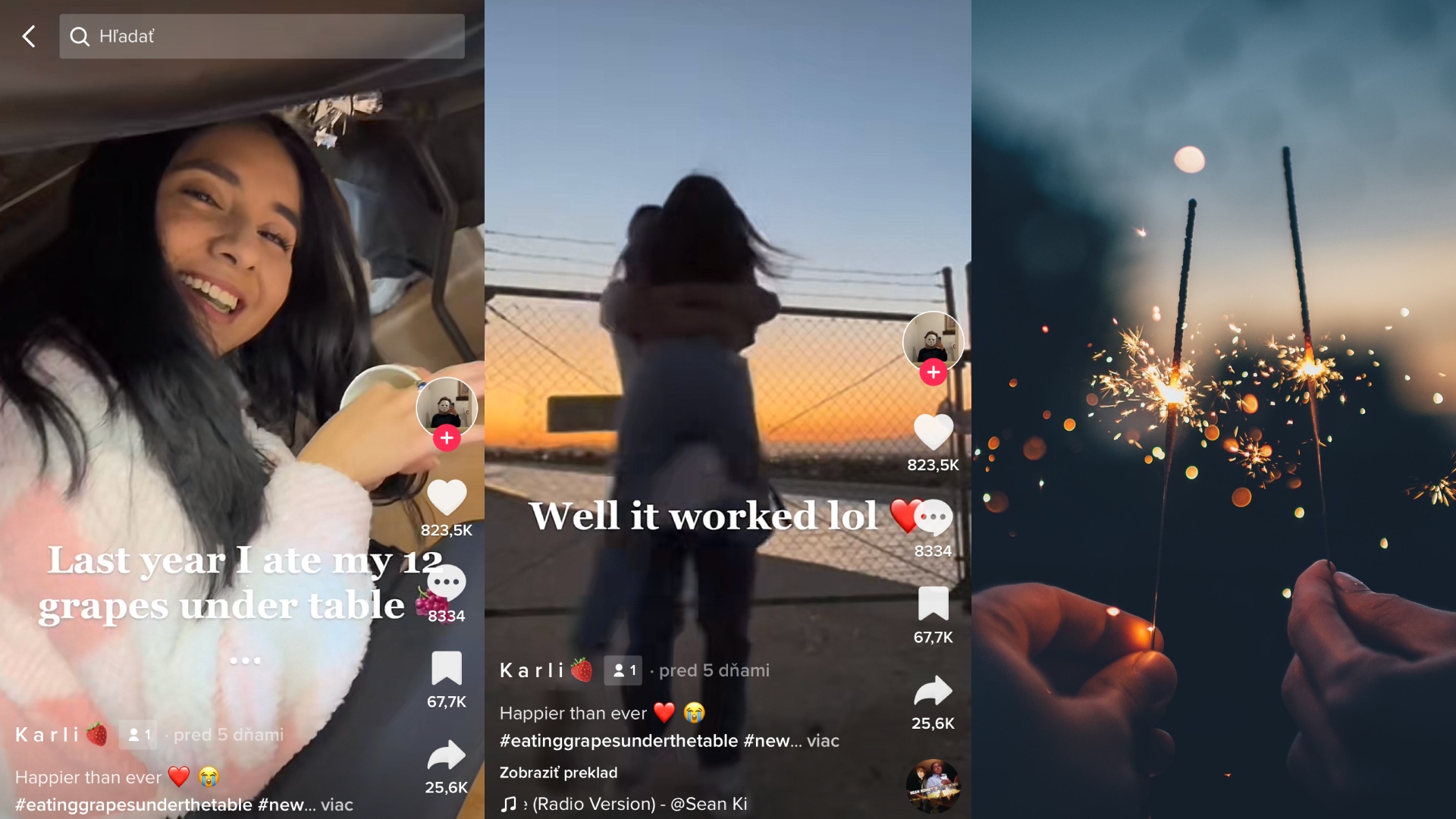 jedenie hrozna pod stolom na silvestra