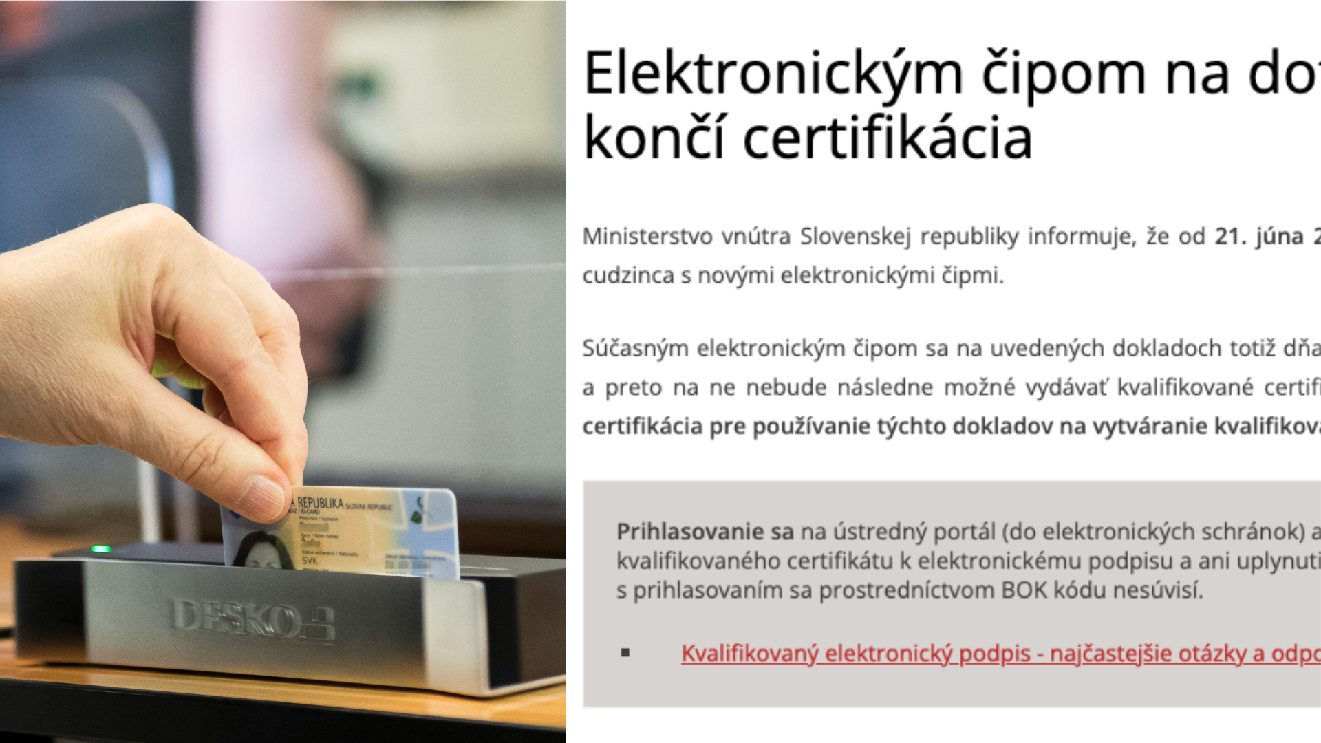Koniec platnosti certifikátu na OP