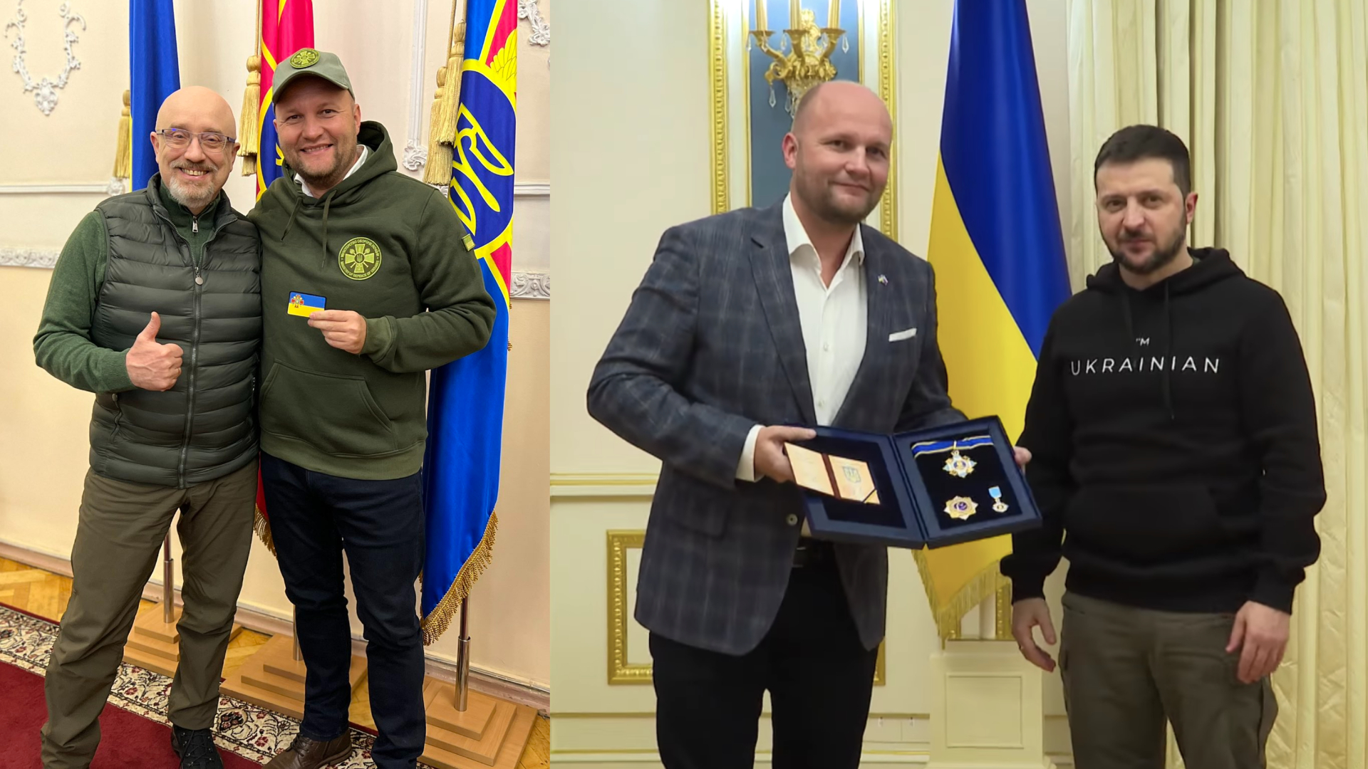 Jaroslav Naď, Oleksii Reznikov a prezident Ukrajiny Volodymyr Zelensky