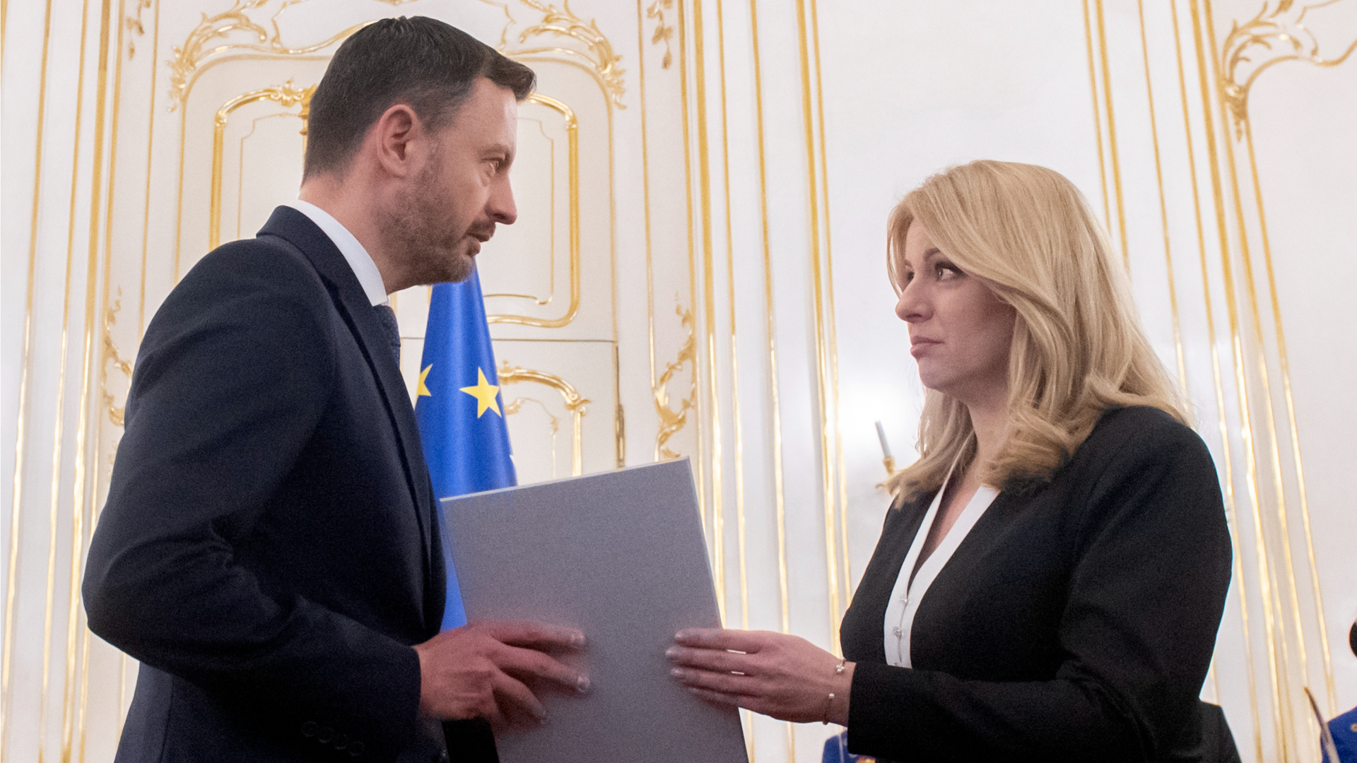 Prezidenta SR Zuzana Čaputová a poverený premiér Eduard Heger