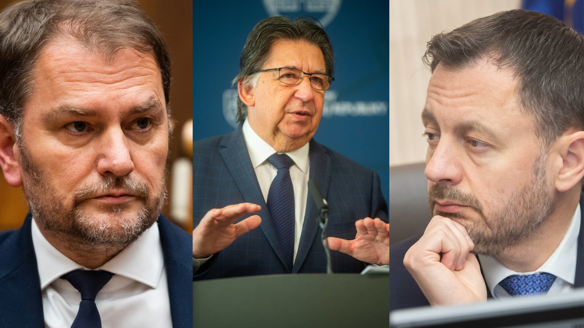 Igor Matovič (OĽANO, Ján Budaj (OĽANO), premiér v demisii Eduard Heger