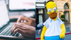 Práca za notebookom a Homer Simpson