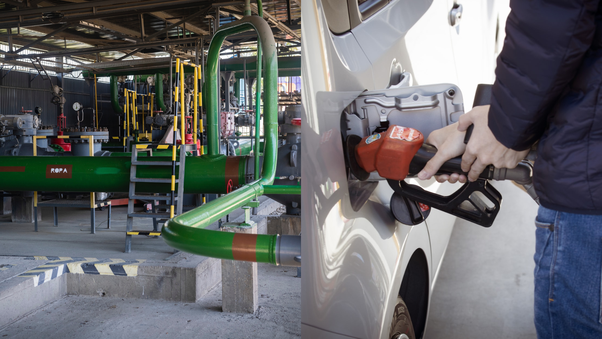 Ropovod Družba a človek tankujúci benzín do auta