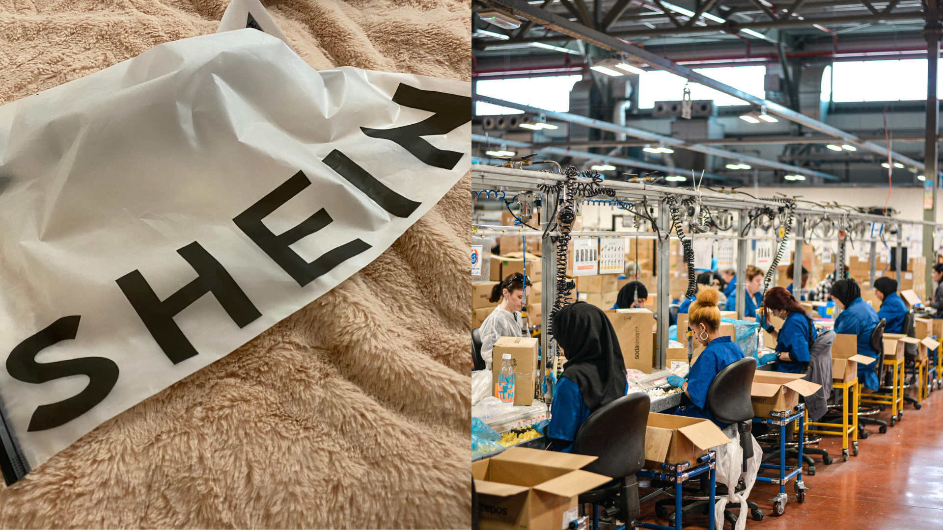 Balík Shein a zamestnankyne vo fabrike