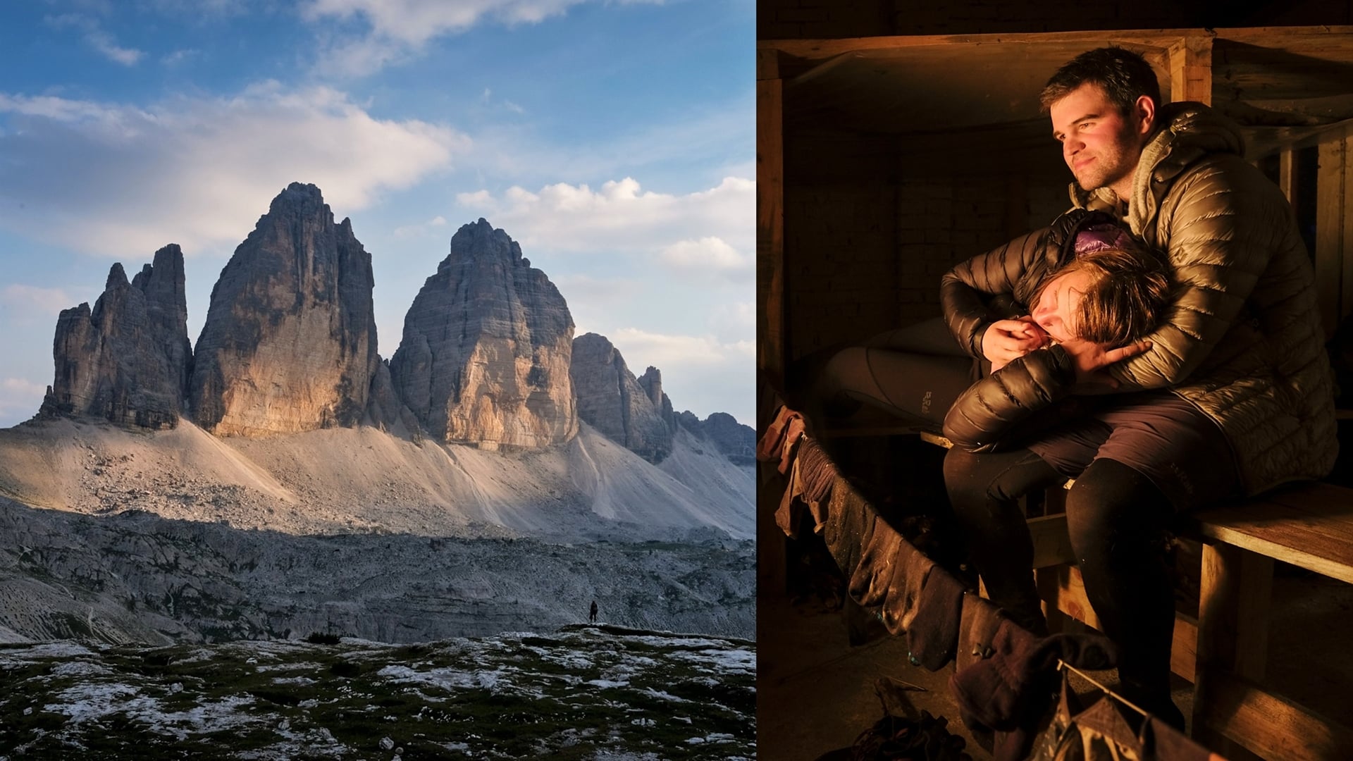 Matúš Lašan a AnnA Liszewska thru-hiking Dolomity Alpy Európa
