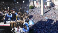 Argentínsky národný tím oslavuje víťazstvo v Buenos Aires. Kvôli davom ľudí ich evakuovali vrtuľníky