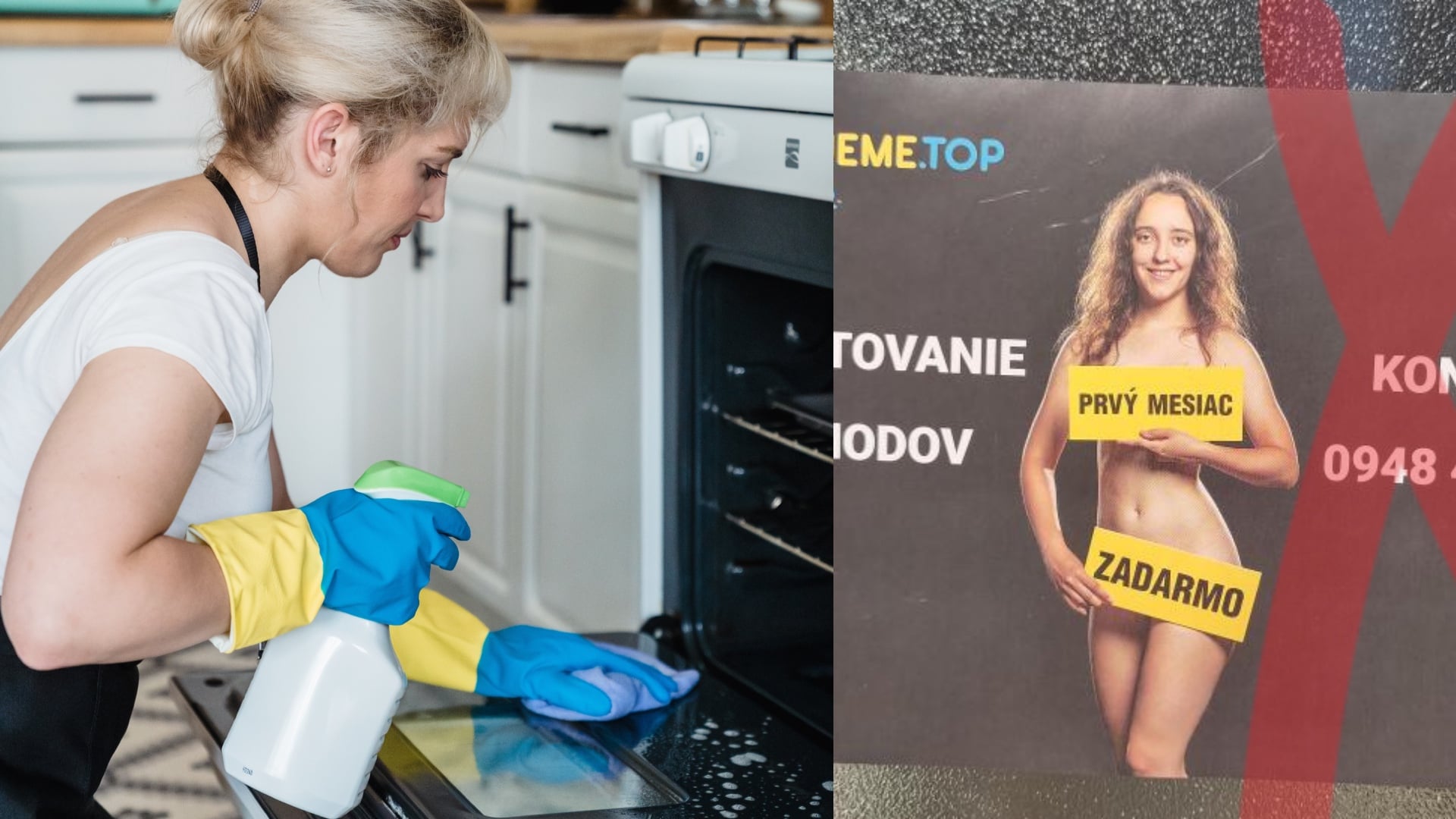 Na snímke je upratovačka a sexistický kix.