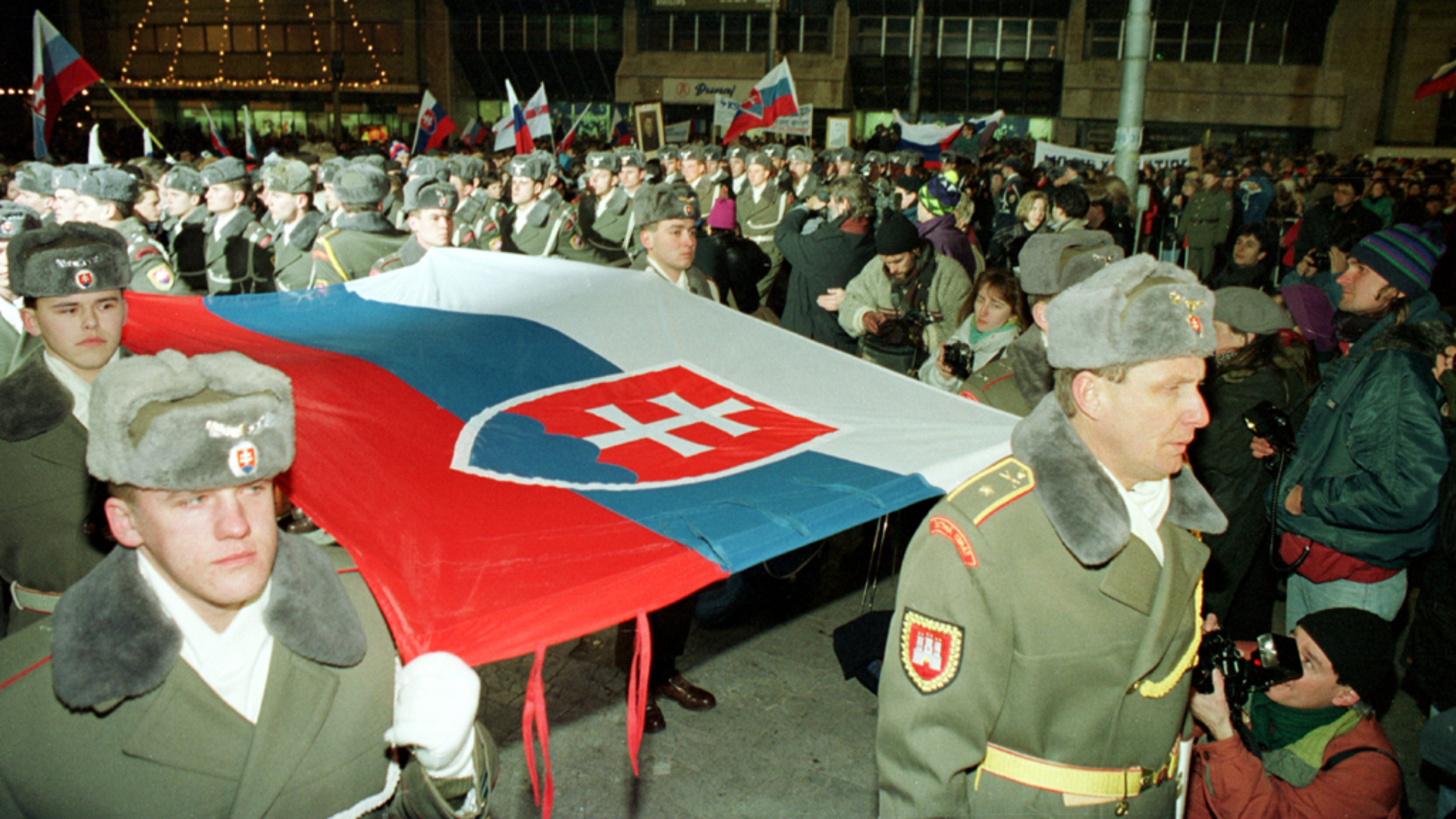 Oslavy vzniku SR na Námestí SNP v Bratislave.