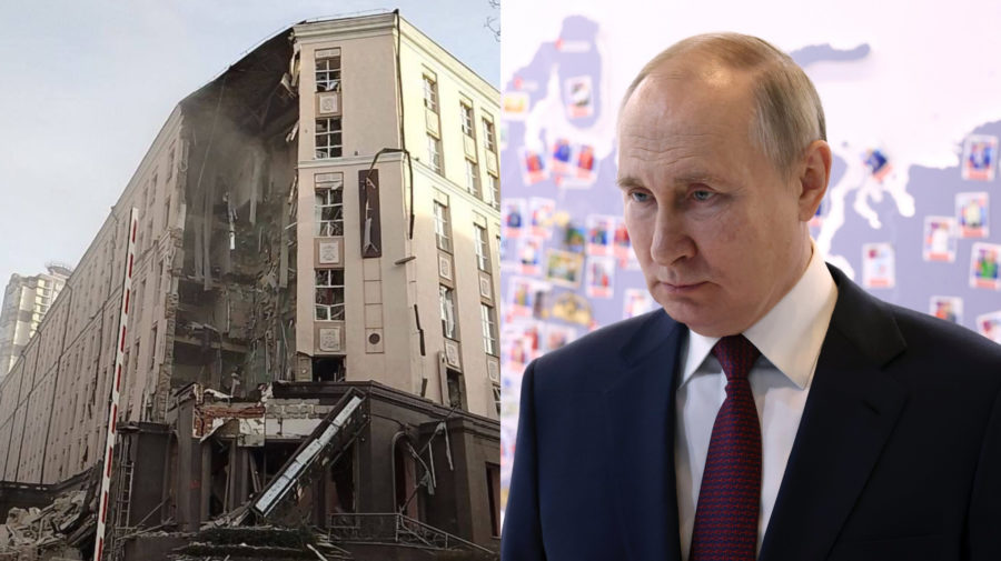Zničený hotel v Kyjeve, ktorý zasiahla ruská raketa na Silvestra. Šéf Kremľa Vladimir Putin