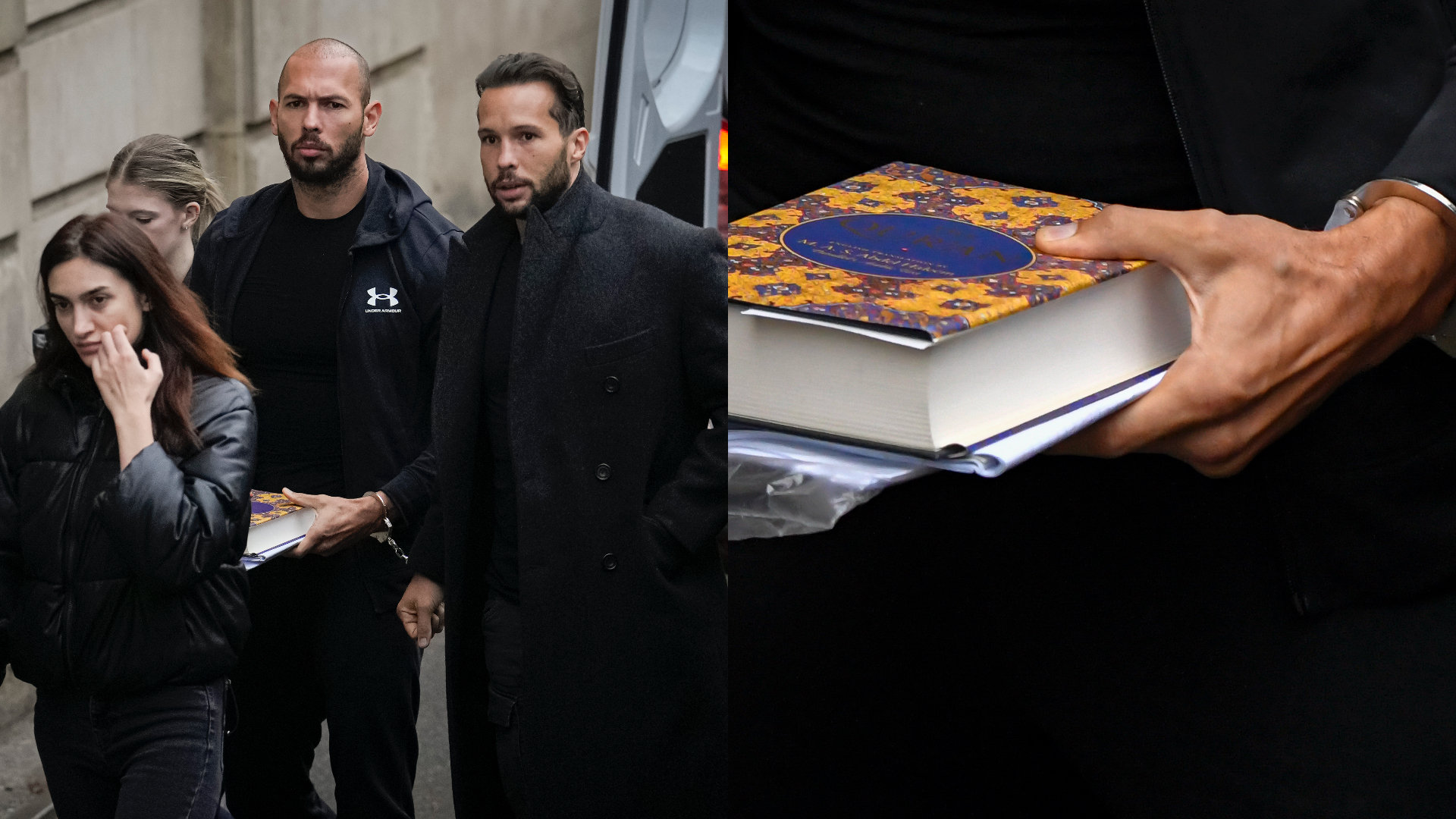 Andrew Tate drží korán na súde v Rumunsku