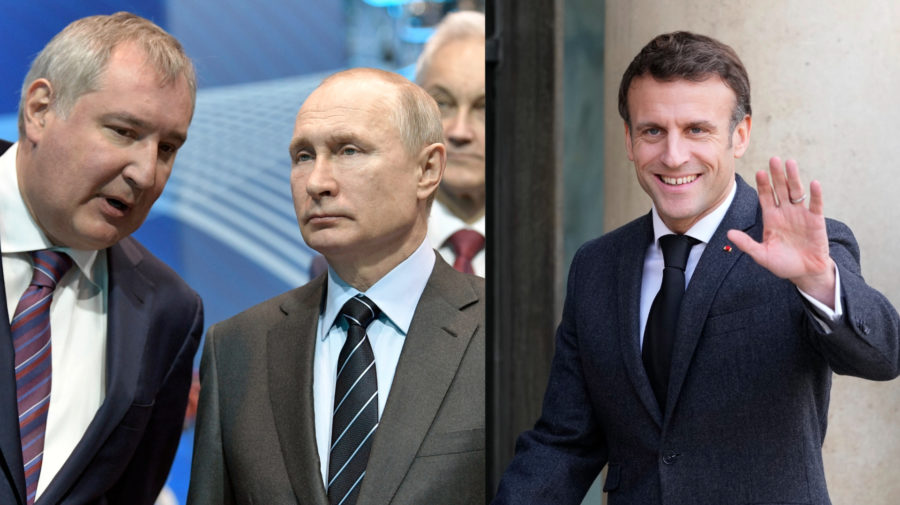 Dmitrij Rogozin, Vladimir Putin, Emmanuel Macron