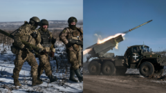 Ukrajinskí vojaci a odpaľovanie rakety