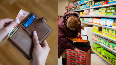 Peňaženka a dôchodkyňa na nákupoch