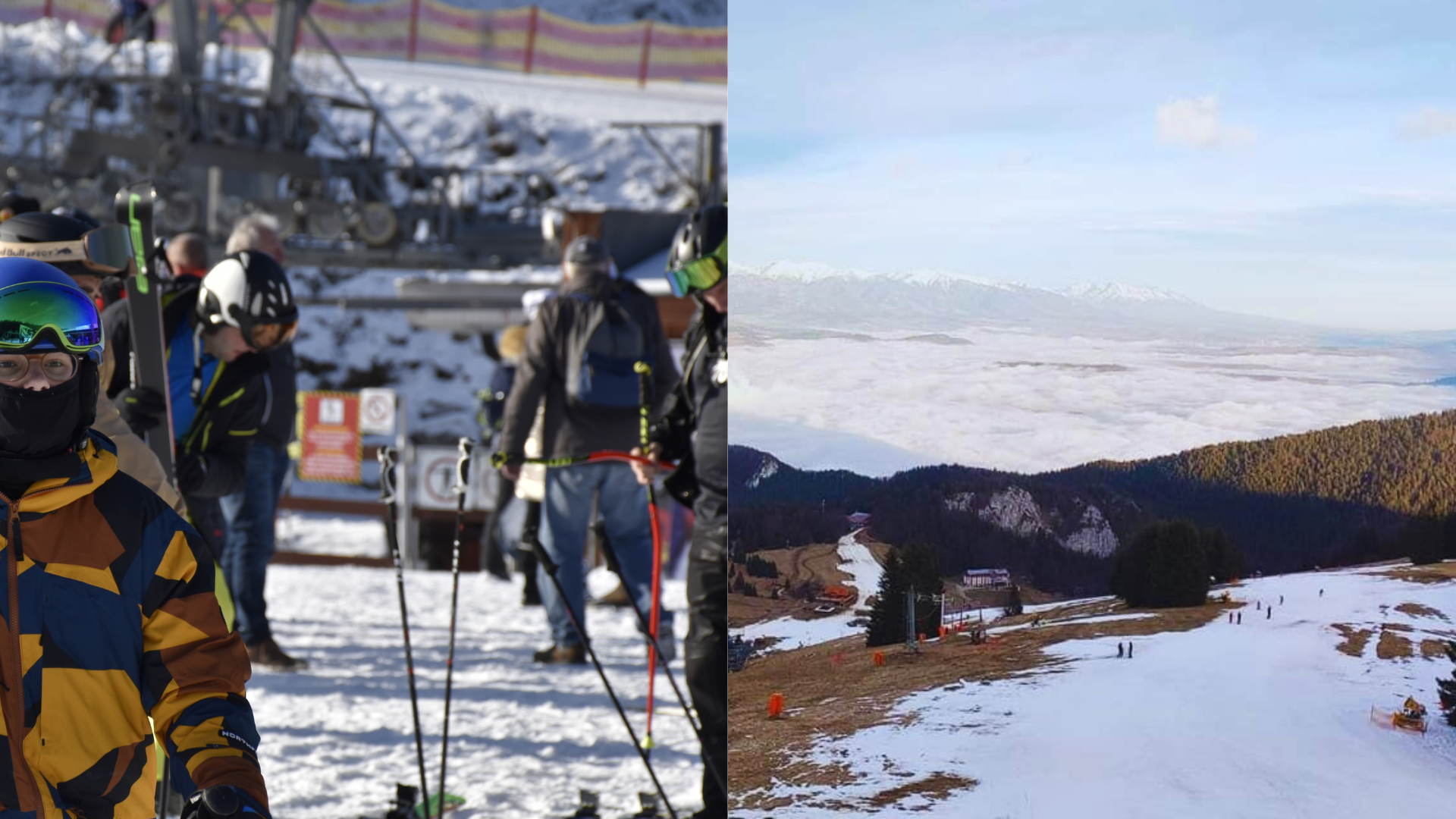 Lyžiari pod svahom a Skipark Ružomberok